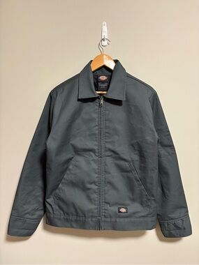 Dickies Eisenhower Jacket Mens Small Gray Full Zip Quilt Lined Pockets Work